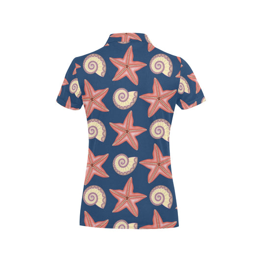 Starfish Pattern Print Design 03 Women's Polo Shirt