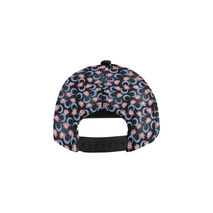 Lotus with Moon Pink Print Themed Snapback Cap