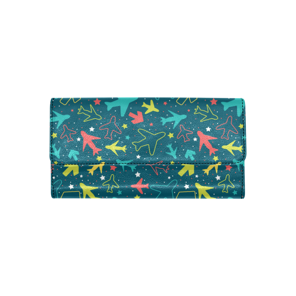Airplane Pattern Print Design 05 Women's Trifold Wallet