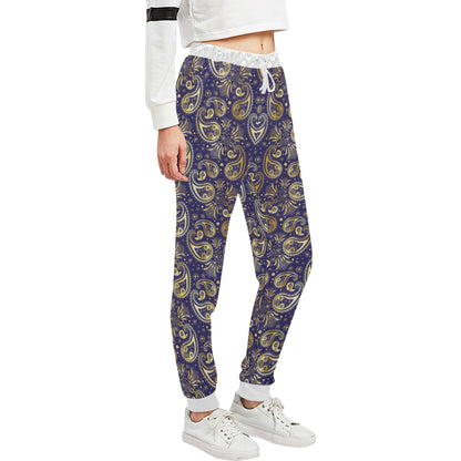 Paisley Blue Yellow Design Print Unisex Sweatpants