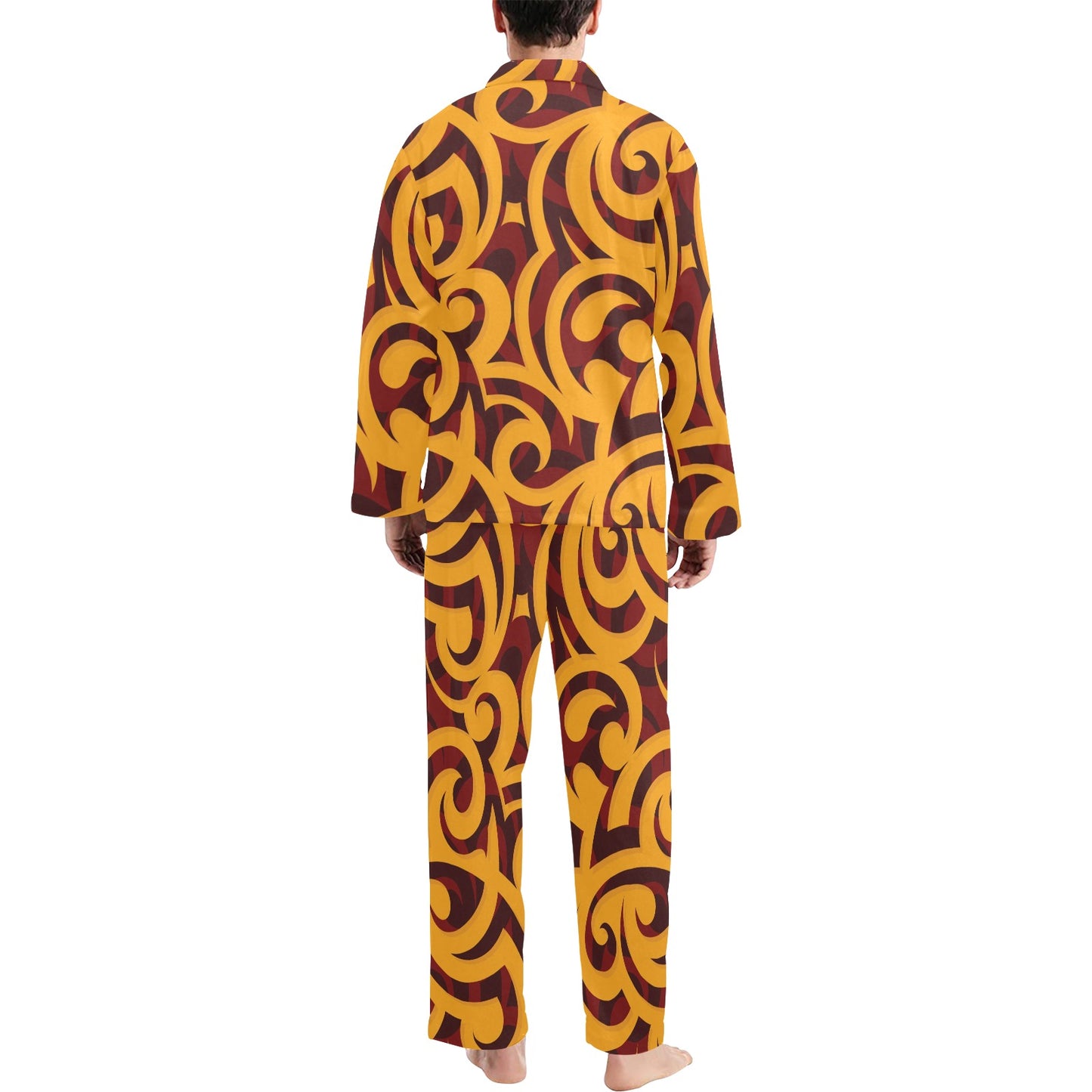 Maori Pattern Print Design 02 Men's Long Pajama Set