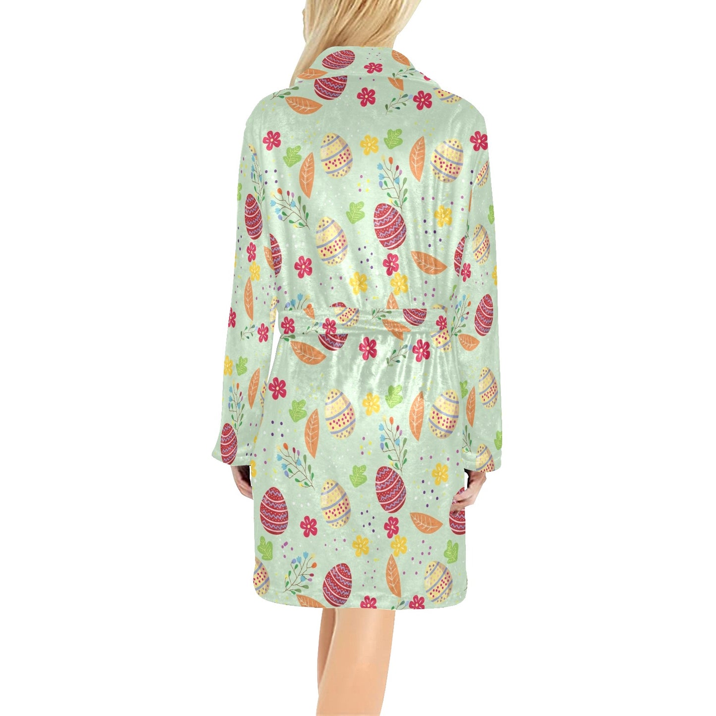 Easter Eggs Pattern Print Design RB07 Women's Fleece Robe