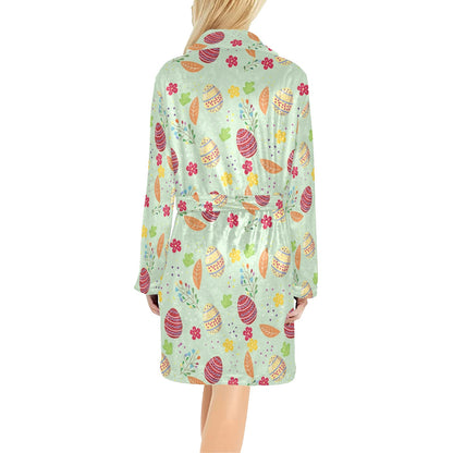 Easter Eggs Pattern Print Design RB07 Women's Fleece Robe