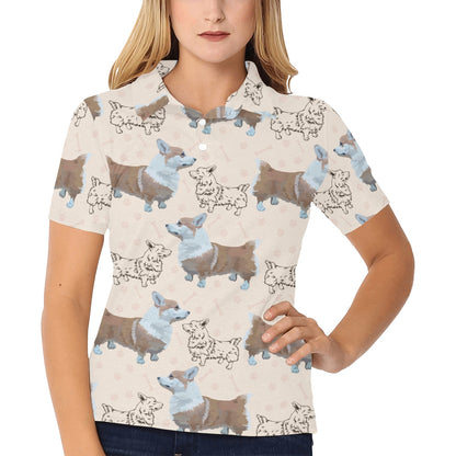 Pembroke Welsh Corgis Pattern Print Design A03 Women's Polo Shirt