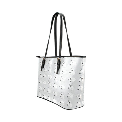 Bull Terrier hand draw Print Pattern Leather Tote Bag
