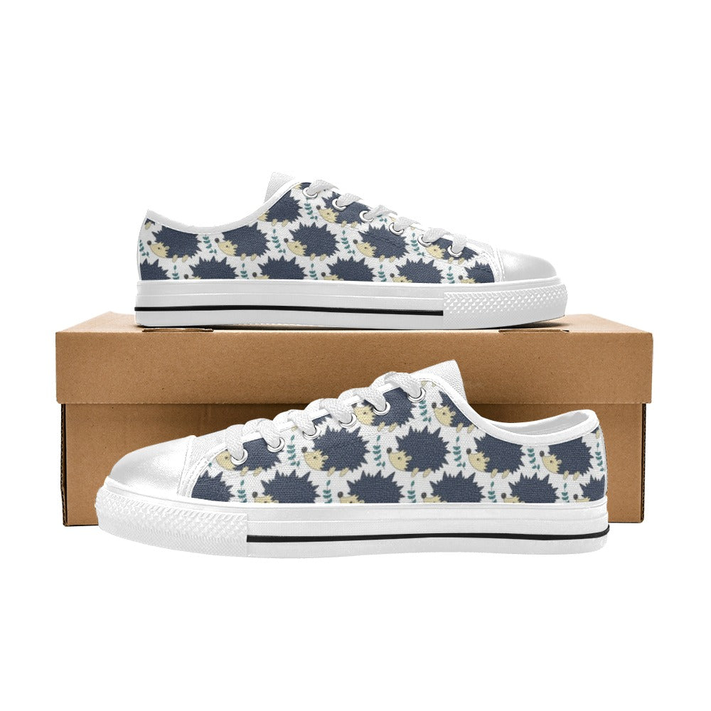 Hedgehog Print Design LKS401 Women's White Low Top Shoes