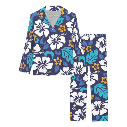 Hibiscus Pattern Print Design HB030 Women's Long Pajama Set