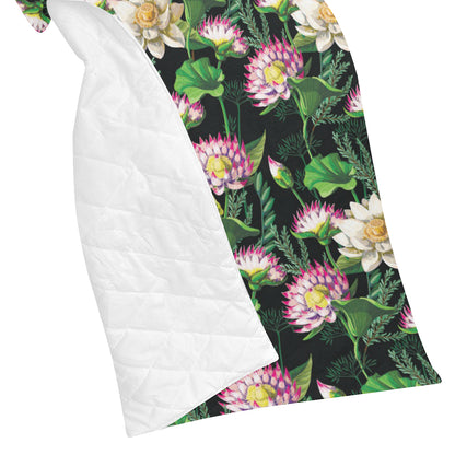 Water Lily Pattern Print Design WL010 Premium Quilt