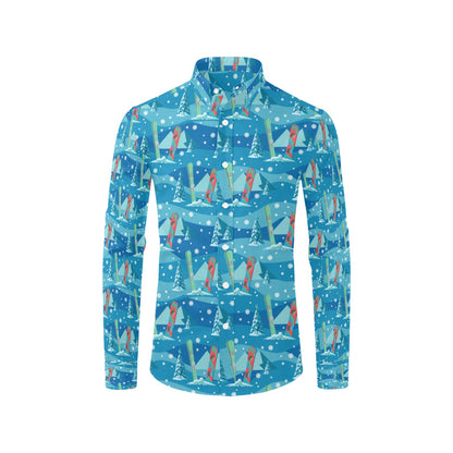 Snowboard Print Design LKS301 Men's Long Sleeve Dress Shirt