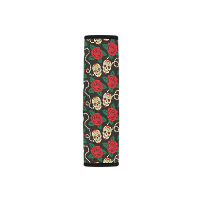 Sugar Skull Red Rose Print Design LKS301 Car Seat Belt Cover