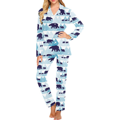 Bear Pattern Print Design BE01 Women's Long Pajama Set