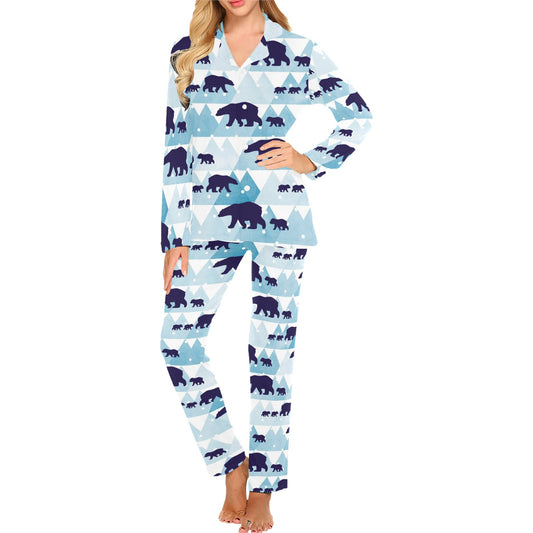 Bear Pattern Print Design BE01 Women's Long Pajama Set