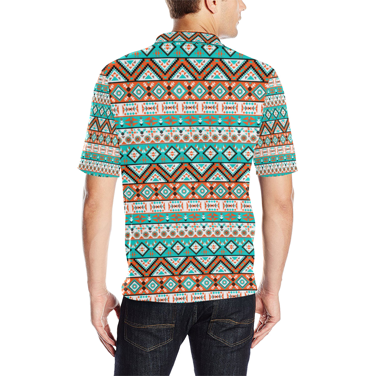 Navajo Style Print Pattern Men Polo Shirt