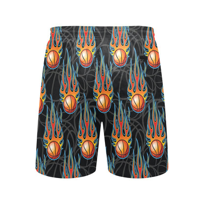 Basketball Fire Print Pattern Men's Swim Trunks Beach Shorts