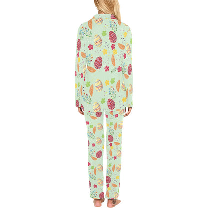 Easter Eggs Pattern Print Design RB07 Women's Long Pajama Set