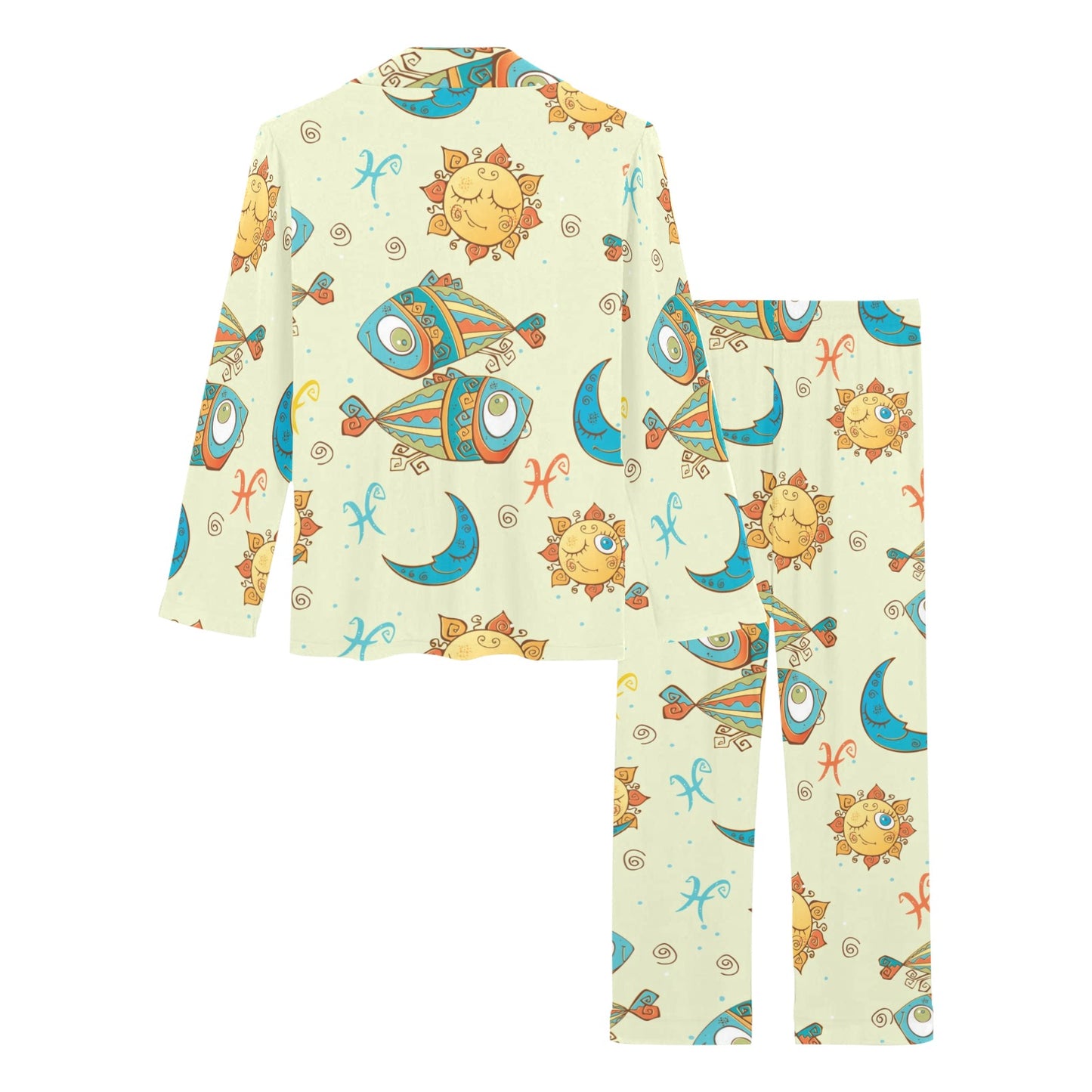 Pisces Pattern Print Design A03 Women's Long Pajama Set