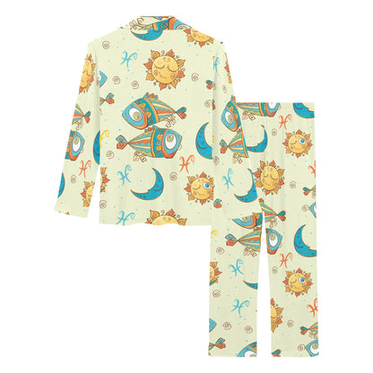 Pisces Pattern Print Design A03 Women's Long Pajama Set