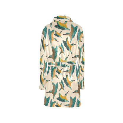 Kingfisher Pattern Print Design 02 Women's Fleece Robe