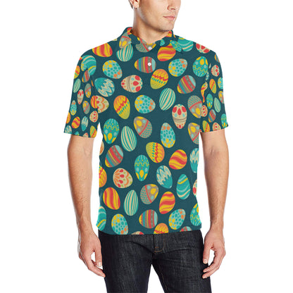 Easter Eggs Pattern Print Design RB09 Men Polo Shirt