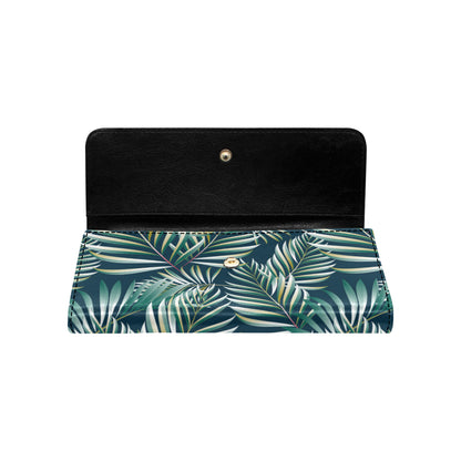 Sun Spot Tropical Palm Leaves hower Curtain Women's Trifold Wallet