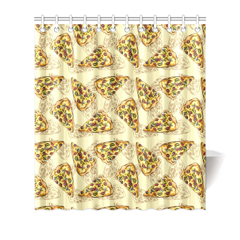 Pizza Pattern Print Design A01 Shower Curtain