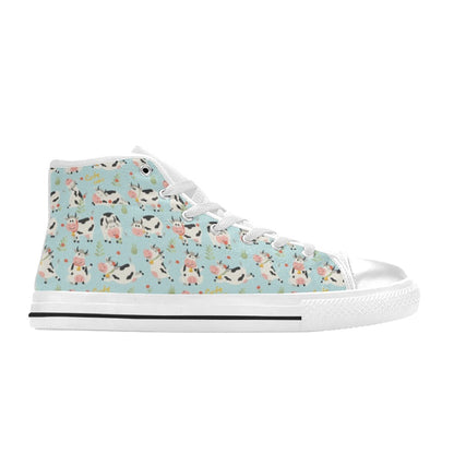 Cattle Print Design LKS403 Men's High Top Canvas Shoes