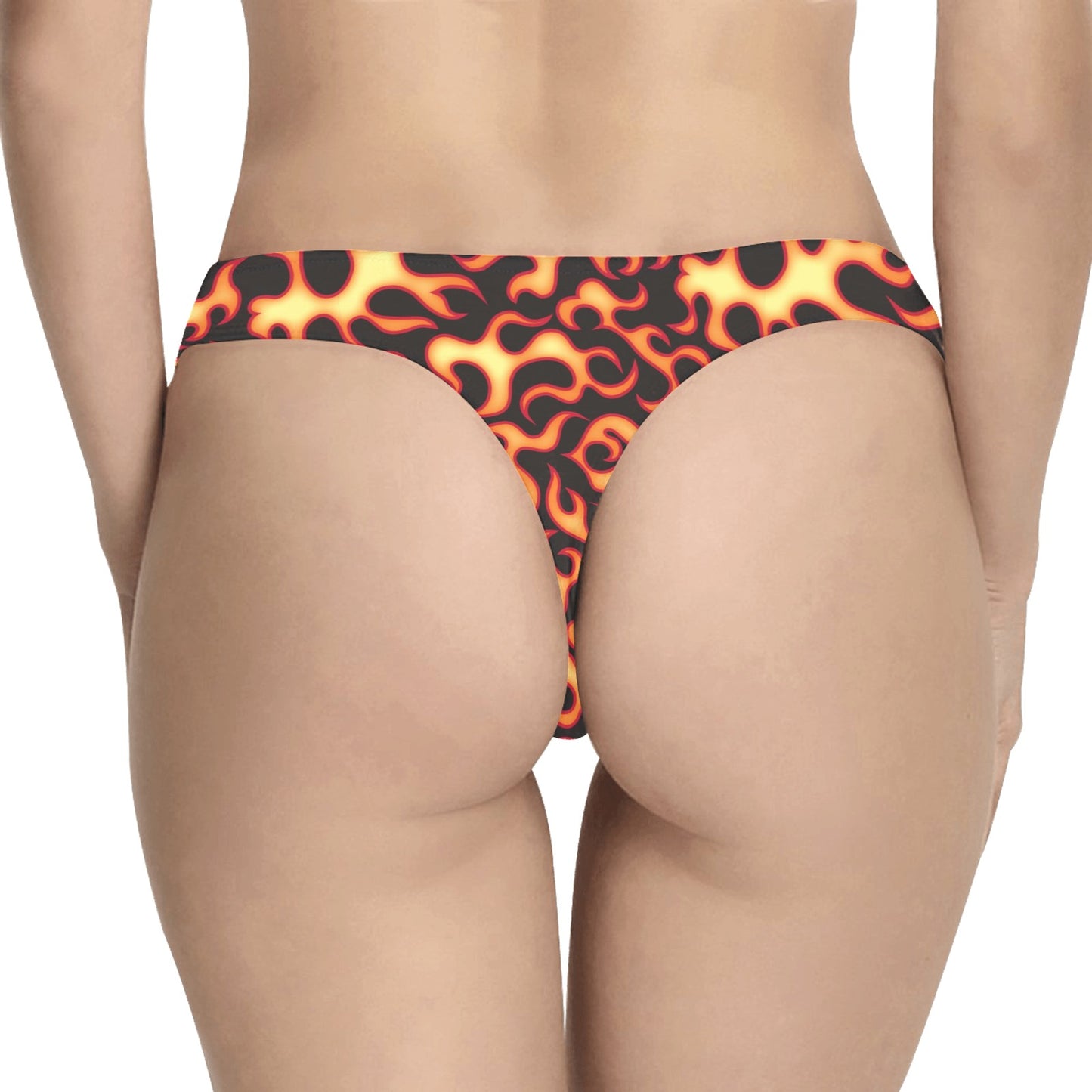 Flame Fire Themed Print Women's Thongs