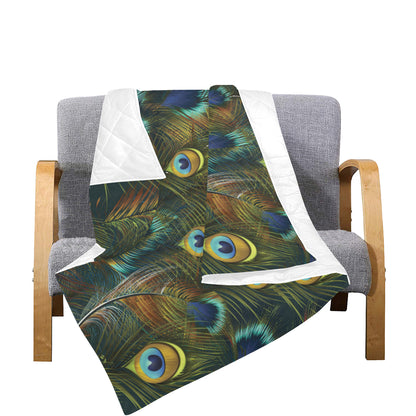Peacock Feather Pattern Print Design A03 Premium Quilt