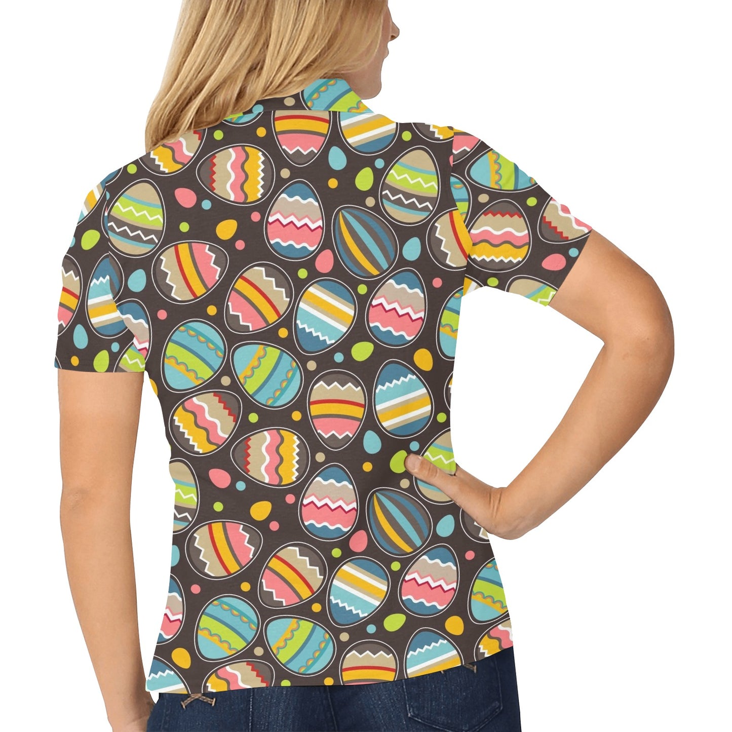 Easter Eggs Pattern Print Design RB02 Women's Polo Shirt