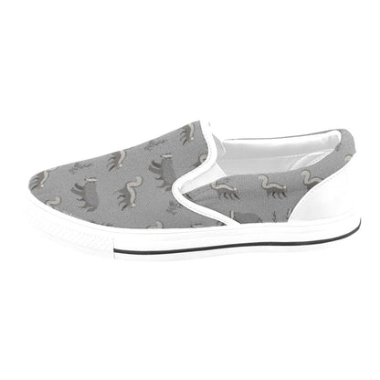 Skunk Print Design LKS301 White Slip Ons Canvas Women's Shoes