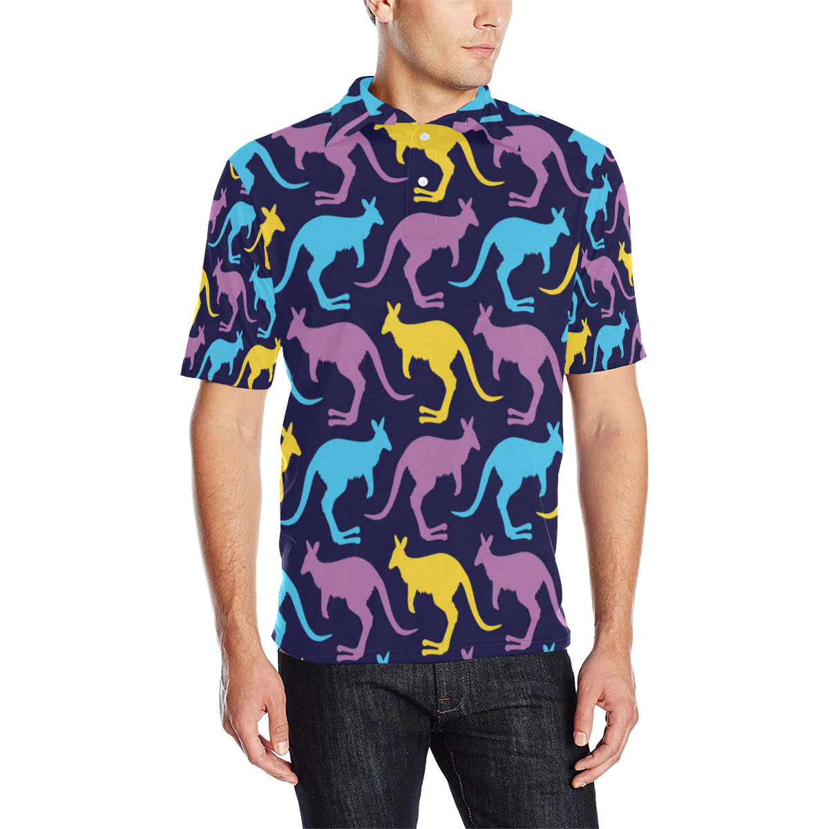 Kangaroos Pattern Print Design 02 Men Polo Shirt
