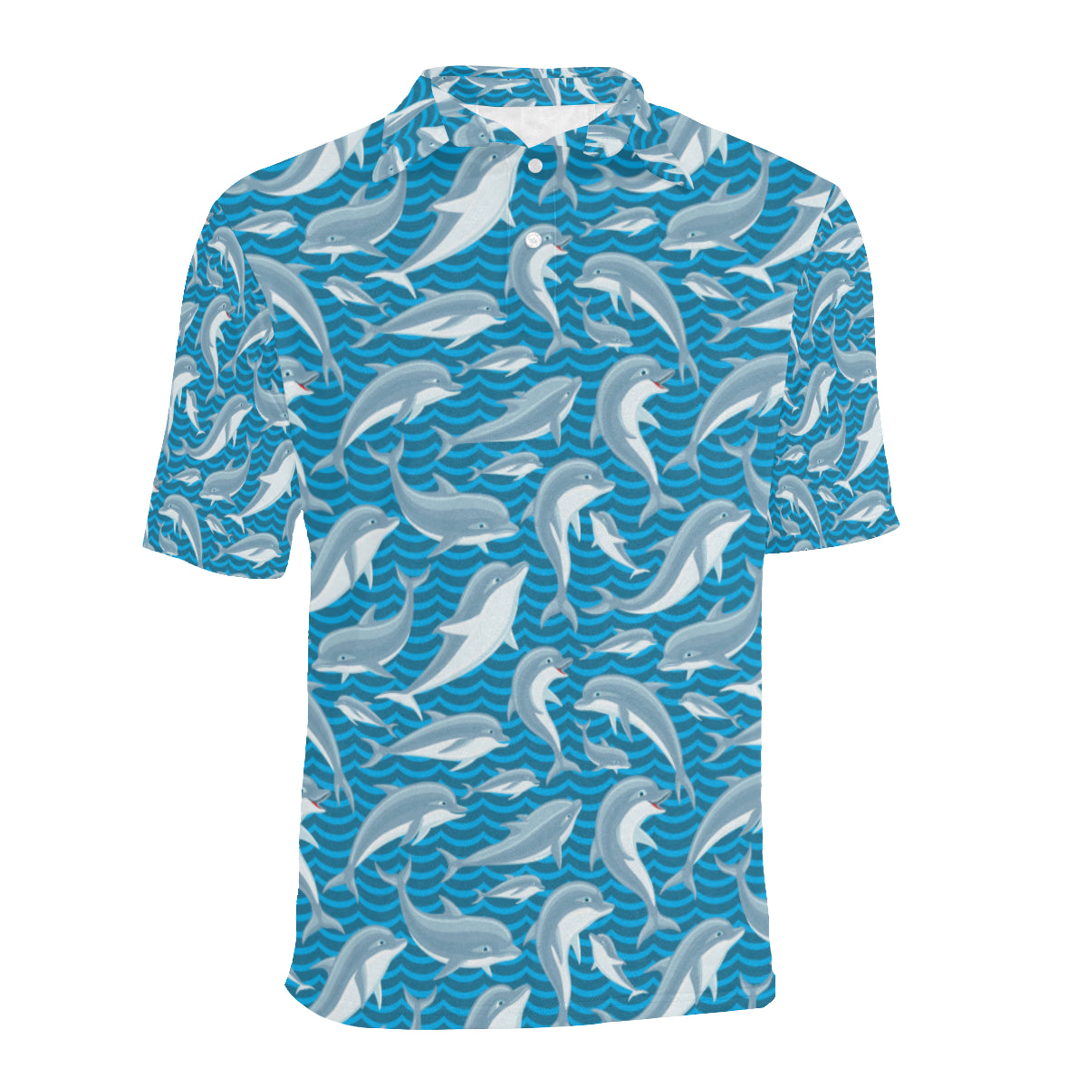 Dolphin Cute Print Pattern Men Polo Shirt