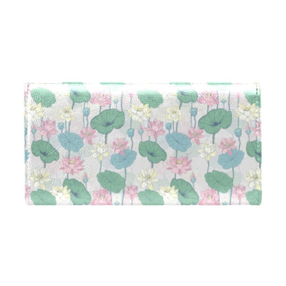 Water Lily Print Design LKS305 Women's Trifold Wallet