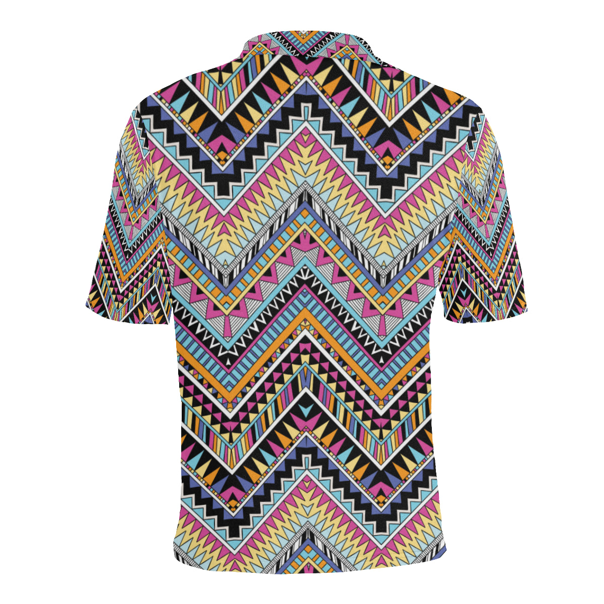 Multicolor zigzag Tribal Aztec Men Polo Shirt