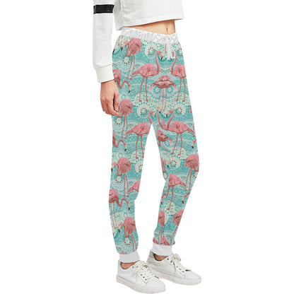 Flamingo Background Themed Print Unisex Sweatpants