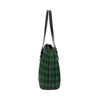 Green Tartan Plaid Pattern Leather Tote Bag