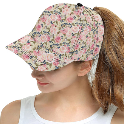 Floral Pink Butterfly Print Snapback Cap