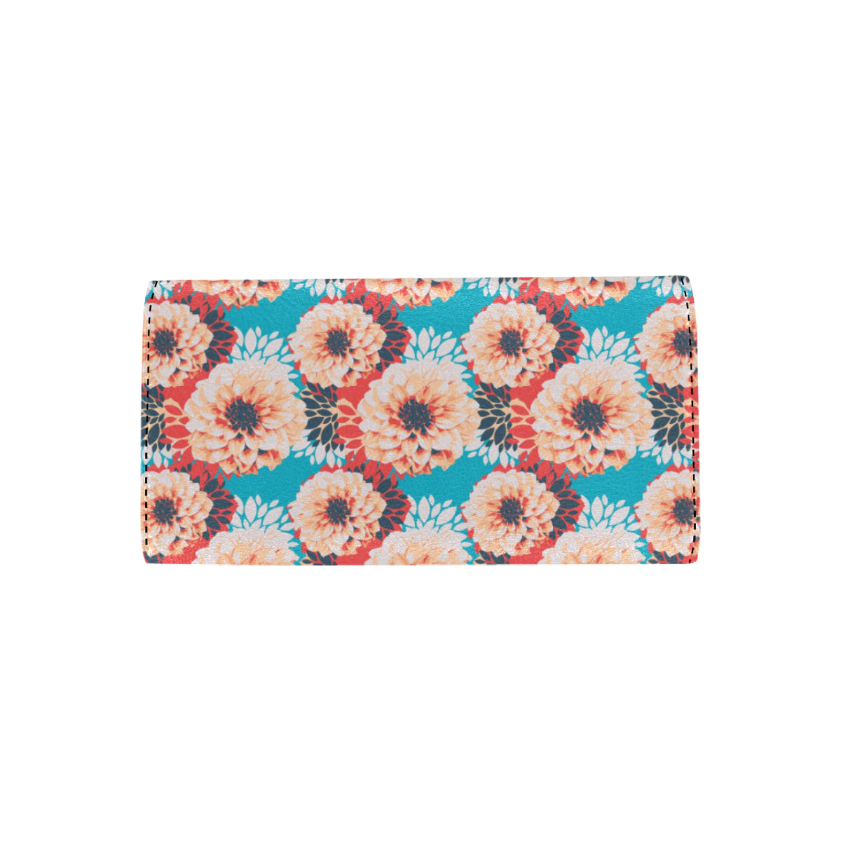 Dahlia Pattern Print Design DH05 Women's Trifold Wallet