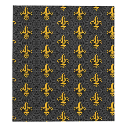 Fleur De Lis Gold Pattern Print Design 01 Premium Quilt