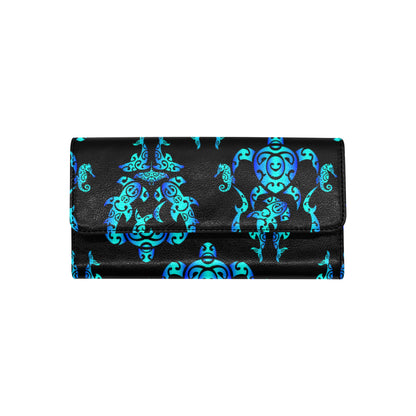 Sea turtle Polynesian Tribal Hawaiian Women's Trifold Wallet