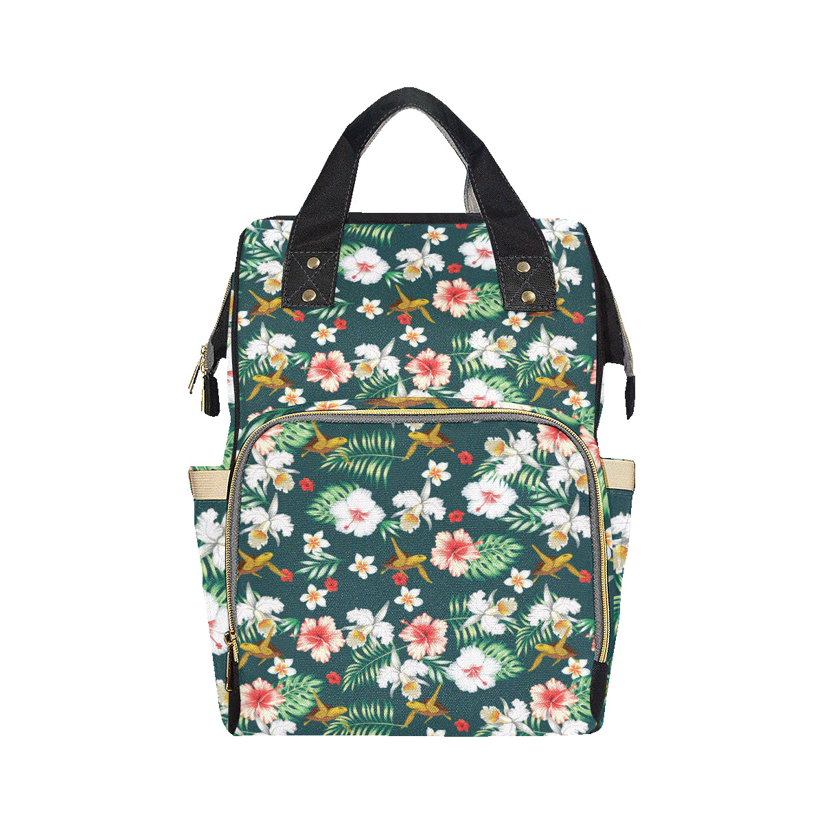 Hawaiian Flower Design with SeaTurtle Print Diaper Bag Backpack