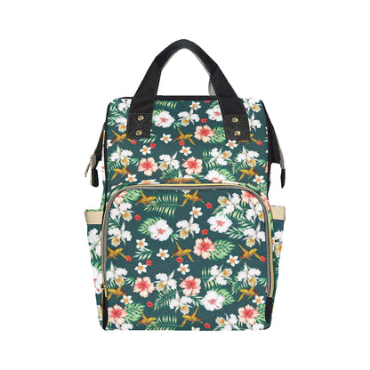 Hawaiian Flower Design with SeaTurtle Print Diaper Bag Backpack