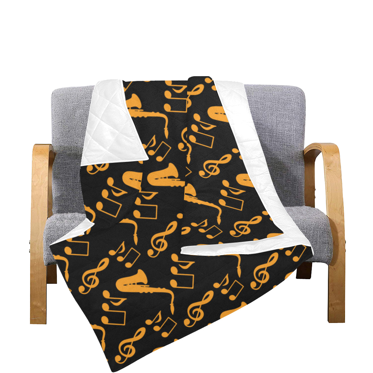 Saxophone Pattern Print Design 02 Premium Quilt