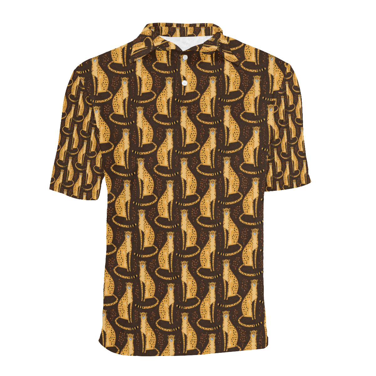 Cheetah Pattern Print Design 03 Men Polo Shirt