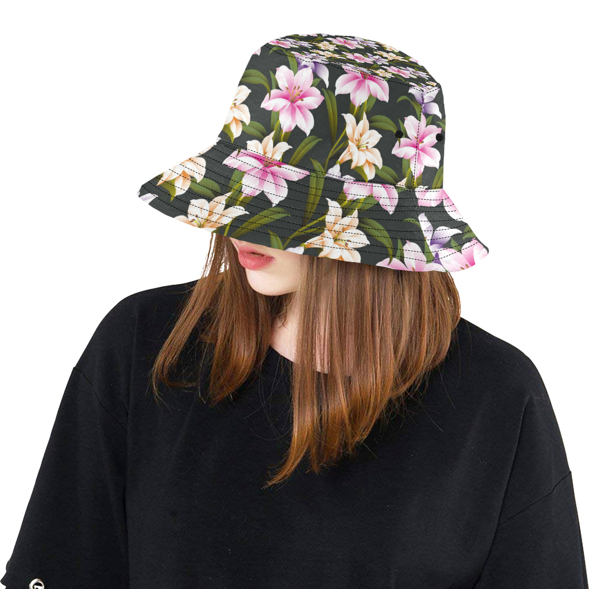 Lily Pattern Print Design LY01 Unisex Bucket Hat