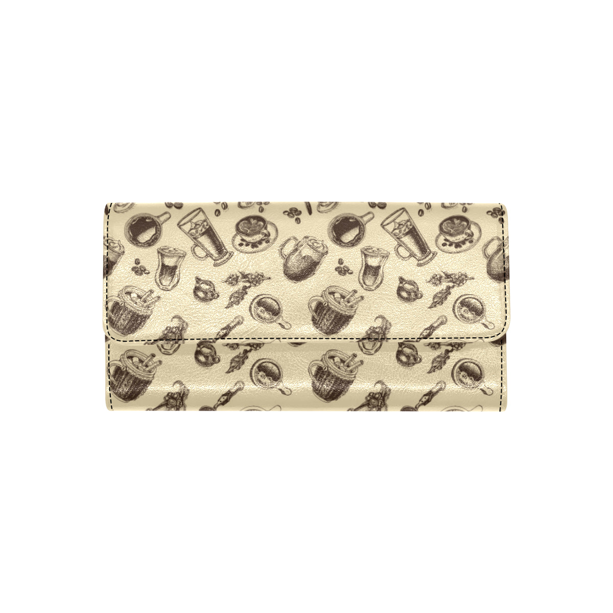 Coffee Pattern Print Design 05 Women's Trifold Wallet