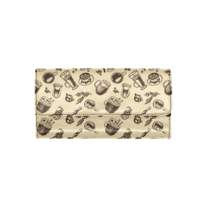Coffee Pattern Print Design 05 Women's Trifold Wallet