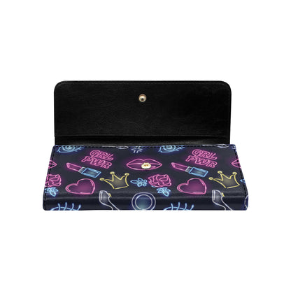 Lipstick Neon Pattern Print Design 02 Women's Trifold Wallet