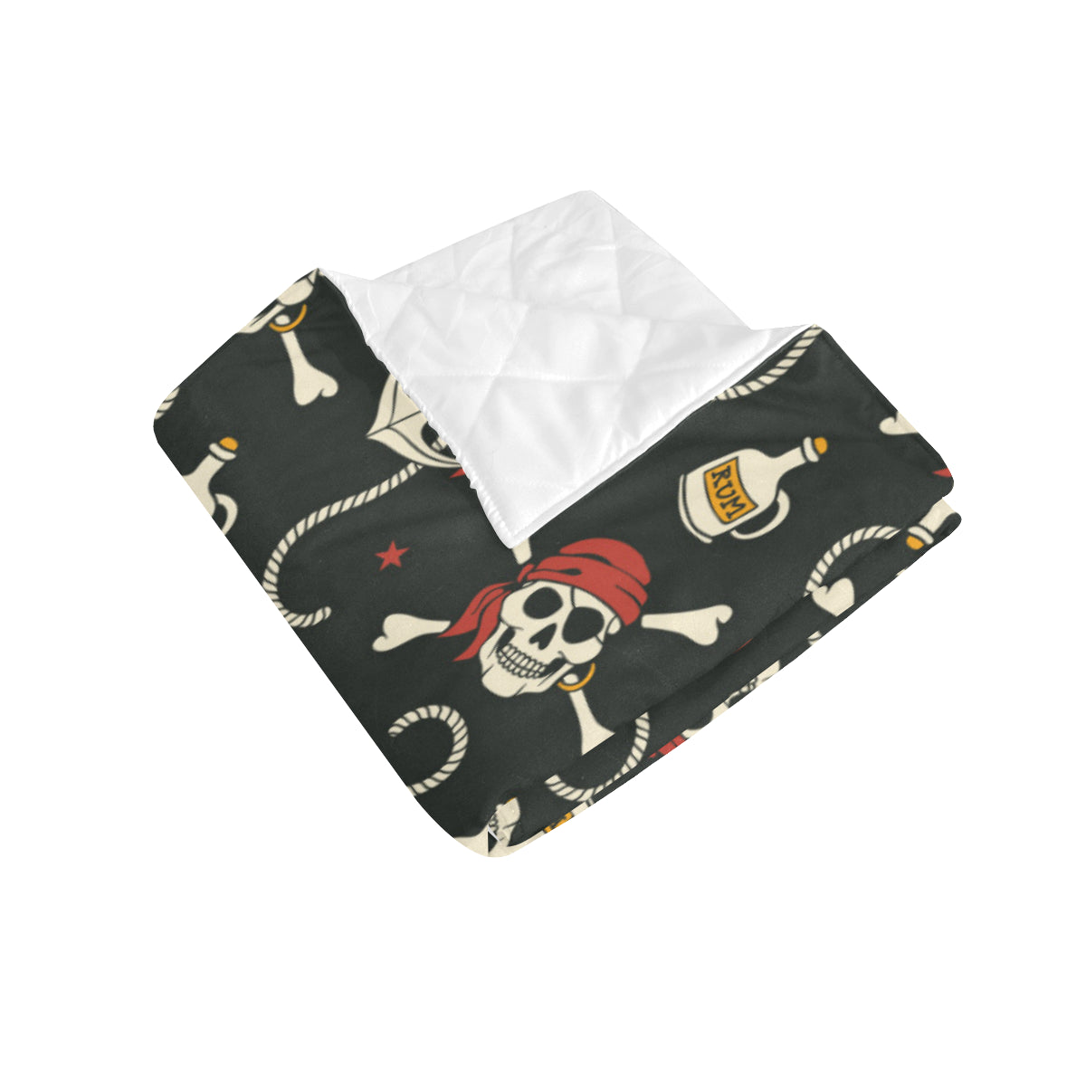 Pirate Pattern Print Design A02 Premium Quilt