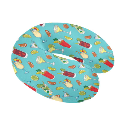 Cocktail Pattern Print Design 05 U-Shaped Travel Neck Pillow